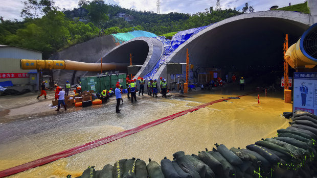 Flooded tunnel in Zhuhai city in south China’s Guangdong province.