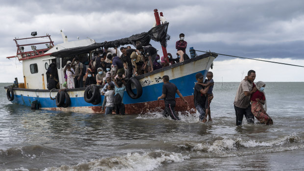 Indonesian fishermen discovered dozens of hungry, weak Rohingya Muslims on the wooden boat adrift off the country's northernmost province, an official said. 