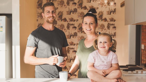 Jon and Rebeccca Kiddey, with their 3-year-old daughter Matilda. Photo: Jamila Toderas