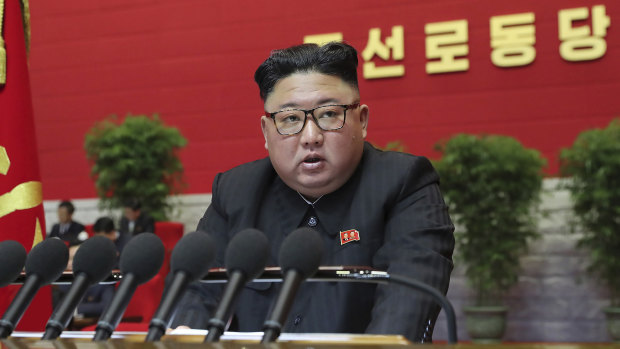 North Korean leader Kim Jong-un attends a ruling party congress in Pyongyang on Thursday.