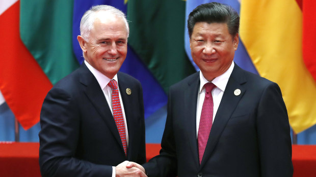 Tensions frayed: Malcolm Turnbull with China's President Xi Jinping.
