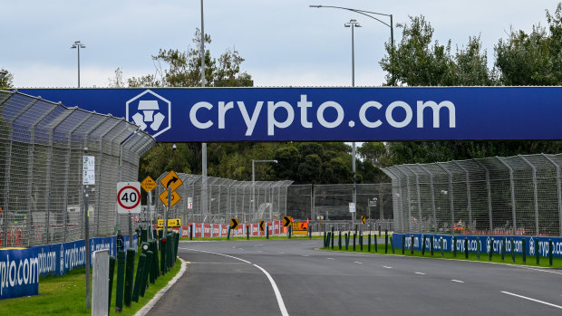 Crypton.com signage at Albert Park’s Formula 1 track, ahead of next week’s race.
