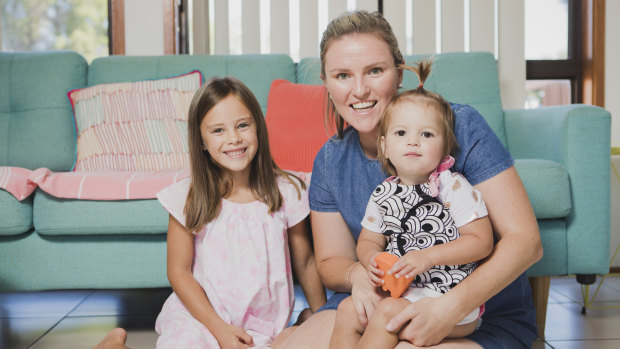 Belconnen resident Farleigh Jay, pictured with her daughters Leilani (left) and Mereani Taginakaibure (right). Ms Jay attended the  Queen Elizabeth II Family Centre following a staph infection and hospital stay in 2017.