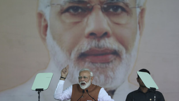 Prime Minister Narendra Modi at a campaign rally.