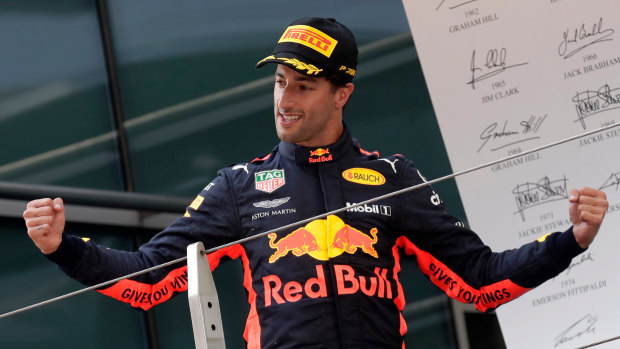 Daniel Ricciardo celebrates his recent grand prix win in China.