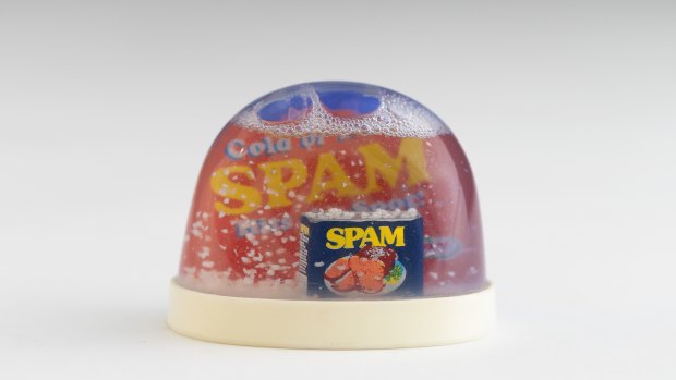 SPAM in a snow dome - perfect kitch. A prized item from Sally Hopman's snow dome collection.
