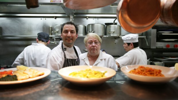 Giovanna Toppi during her days at the original Machiavelli with one of her chefs, Laurent Cambon.