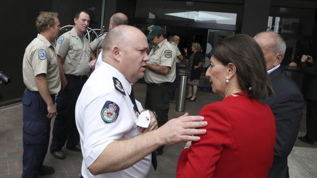 NSW Rural Fire Service Commissioner Shane Fitzsimmons with Premier Gladys Berejiklian.