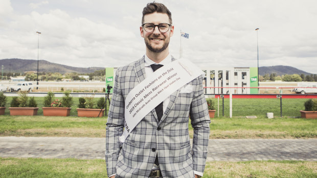 Men's Classic Racewear winner James McPhie at Black Opal Stakes Day on Sunday.