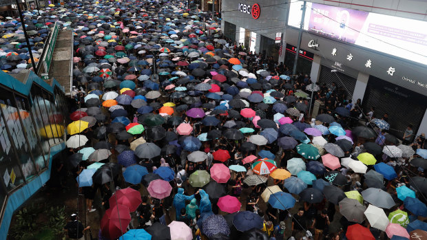 The latest demonstration, in pouring rain, was largely peaceful.