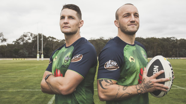 Canberra Raiders' new "chalk and cheese" co-captains, Jarrod Croker and Josh Hodgson.