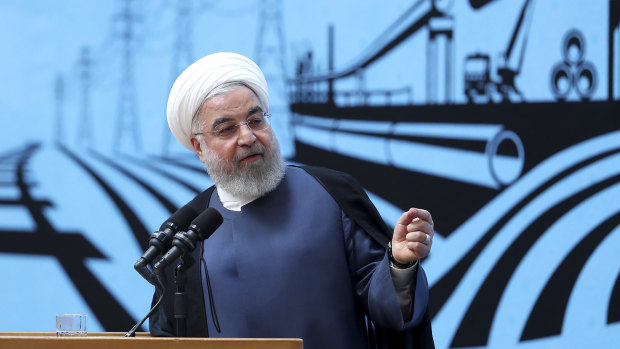 Iran President Hassan Rouhani speaks in a conference in Tehran.
