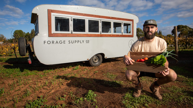 Justin Westhoff shows off fresh produce in the Barossa Valley.