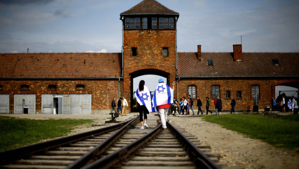 The railway tracks leading to the former Nazi death camp Auschwitz-Birkenau near Oswieciem in Poland.