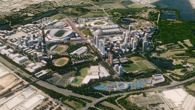 An artist's impression of what authorities hope Sydney Olympic Park will resemble in 2030.