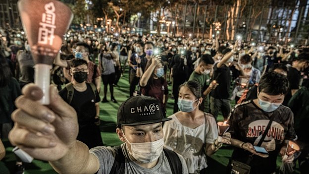 In June 2020, thousands gathered for the annual memorial vigil in Hong Kong’s Victoria Park to mark the 1989 Tiananmen Square massacre.