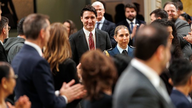Trudeau arrives for a cabinet swearing-in ceremony in Ottawa on Friday.