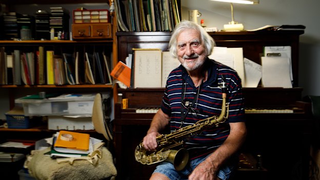 Doug Treloar at his home music studio in Fennell Bay.