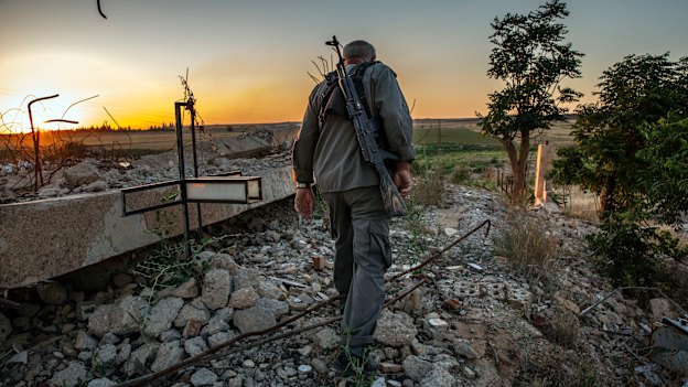 A village in north-east Syria in 2018 that has been reduced to rubble. 