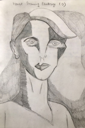 Syed Zaidi's Self Portrait, inspired by Erica McGilchrist, which won the under-18 category of Heide's Drawing Competition