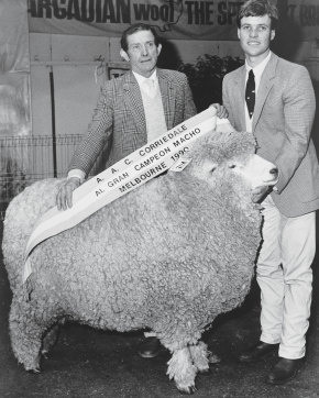 Darcy Wettenhall, left, and son, Guy Wettenhall, showing one of their rams in 1990, two years before the murders.
