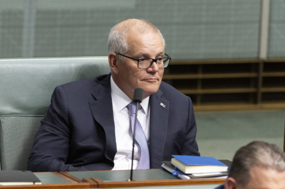 Former prime minister Scott Morrison during question time in Parliament House on November 27.