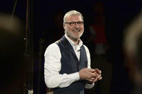 Cockney Rebel’s Steve Harley during a recording of a charity single for the Jo Cox Foundation at the Backstage Centre in Purfleet, England, 2016.