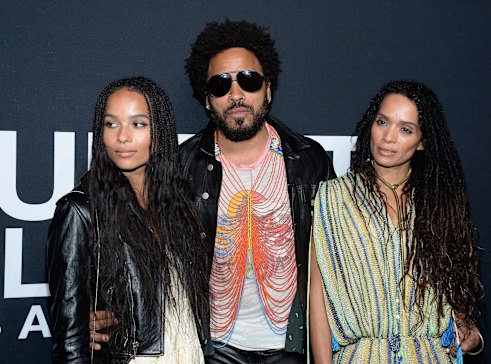 Kravitz (centre) with daughter Zoe Kravitz (left) and former wife Lisa Bonet in 2016.