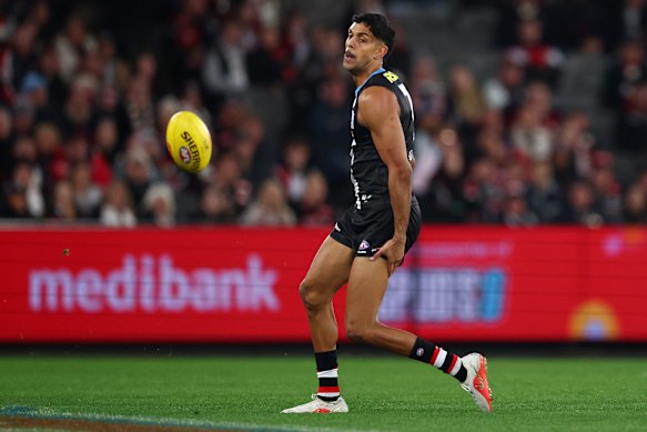 Nasiah Wanganeen-Milera suffered a left hamstring injury in the first nine minutes of St Kilda’s loss.