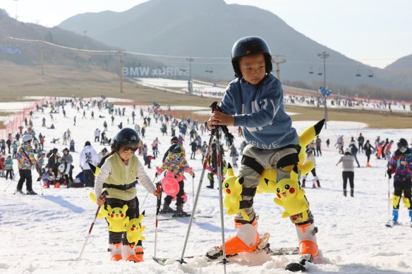 Skiers take to the resorts outside Beijing ahead of the Olympic Games. 