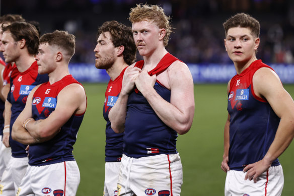 Clayton Oliver looked forlorn after Friday’s loss to the Western Bulldogs.