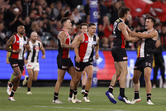 Max King celebrates a goal.