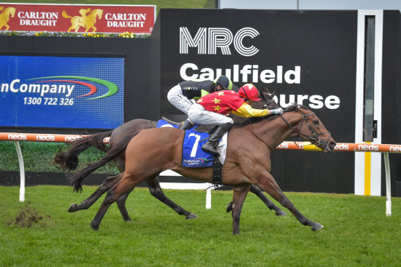 King of Sparta takes out the Bletchingly at Caulfield on Saturday.