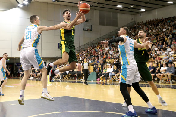 Todd Blanchfield takes a shot for the Boomers.