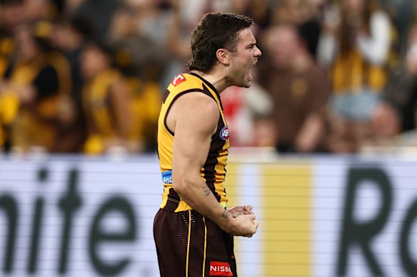 Nick Watson celebrates a goal.