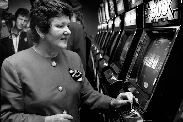 Premier Joan Kirner opens a poker machine venue in 1992.