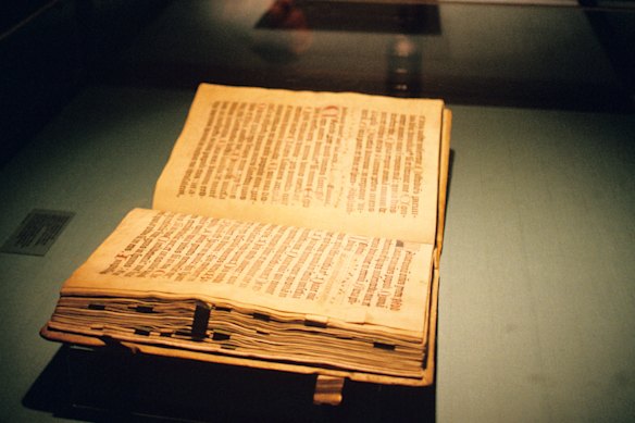 A Gutenberg Bible at the Mainz Museum, Germany.