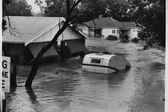 The scene at Newbridge Road, Moorebank, in November 1961.