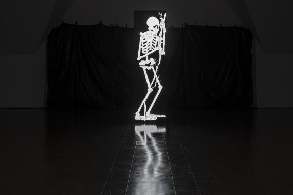 Özgür Kar’s nine-metre-tall video skeleton, Death with Branch, helped demonstrate the building’s potential.