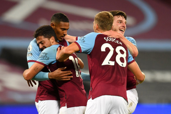 A 4-0 rout of Wolves gave West Ham their first points of the Premier League season.
