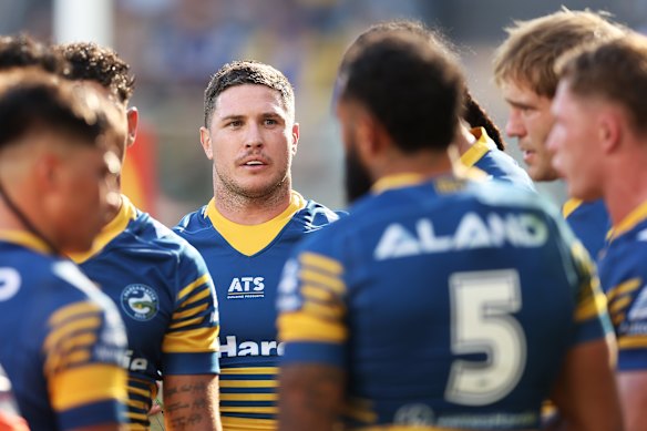 Parramatta pain: A familiar feeling for Mitchell Moses on Sunday afternoon.
