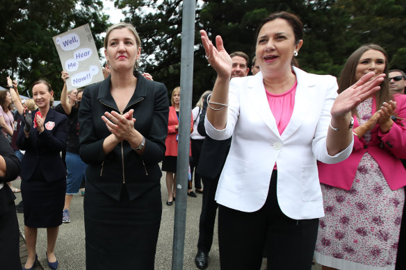Premier Annastacia Palaszczuk (right) and Attorney-General Shannon Fentiman.