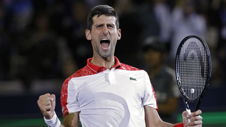Masterful: Novak Djokovic celebrates his victory in the Shanghai Masters final.