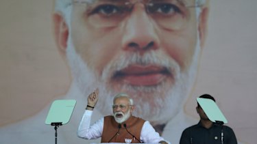 Prime Minister Narendra Modi at a campaign rally.