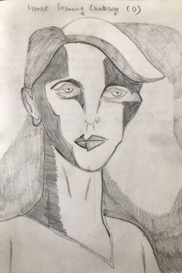 Syed Zaidi's Self Portrait, inspired by Erica McGilchrist, which won the under-18 category of Heide's Drawing Competition