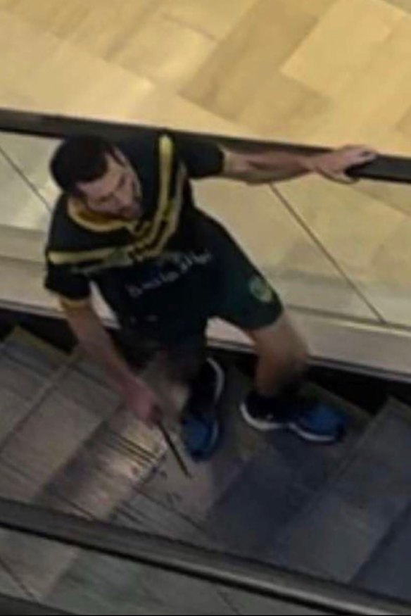 Cauchi prowls Bondi Junction during his knife rampage.