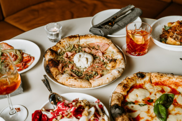 Mortadella, pistachio and buffalo mozzarella pizza has been an early hit at Lulu.