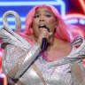 Lizzo performs during day one of the Governors Ball Music Festival on Friday, June 9, 2023, at Flushing Meadows-Corona Park in the Queens borough of New York. (Photo by Andy Kropa/Invision/AP)