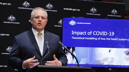 Prime Minister Scott Morrison addresses the media on Tuesday. 