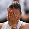 Disappointment: Amanda Anisimova cries after losing the women’s singles final match.